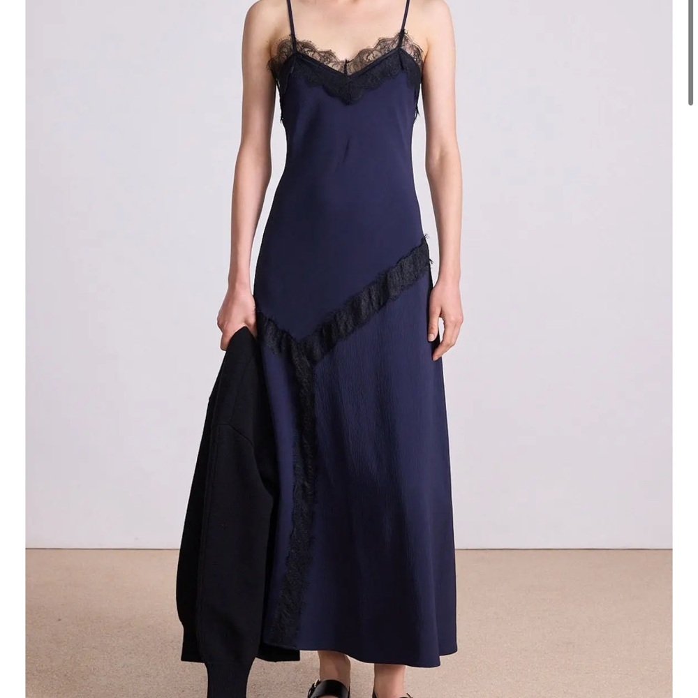 Apiece Apart Antonia Lace Dress Midnight Blue Black Size 2